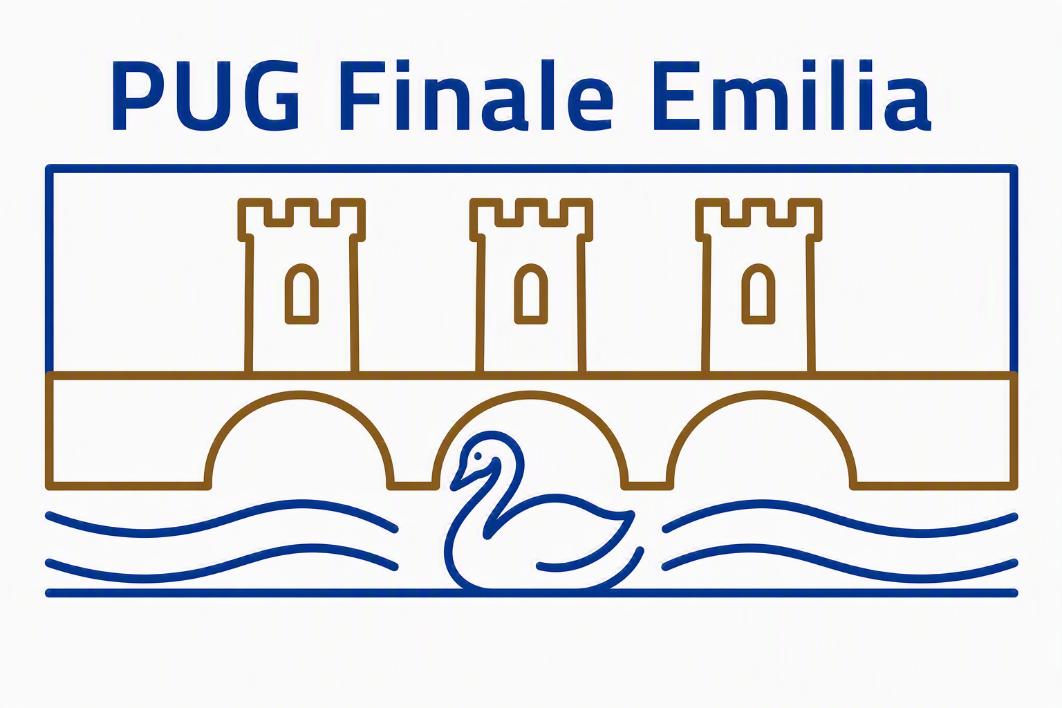 logo stilizzato del Comune di Finale, con tre torri, ponte, fiume e cigno